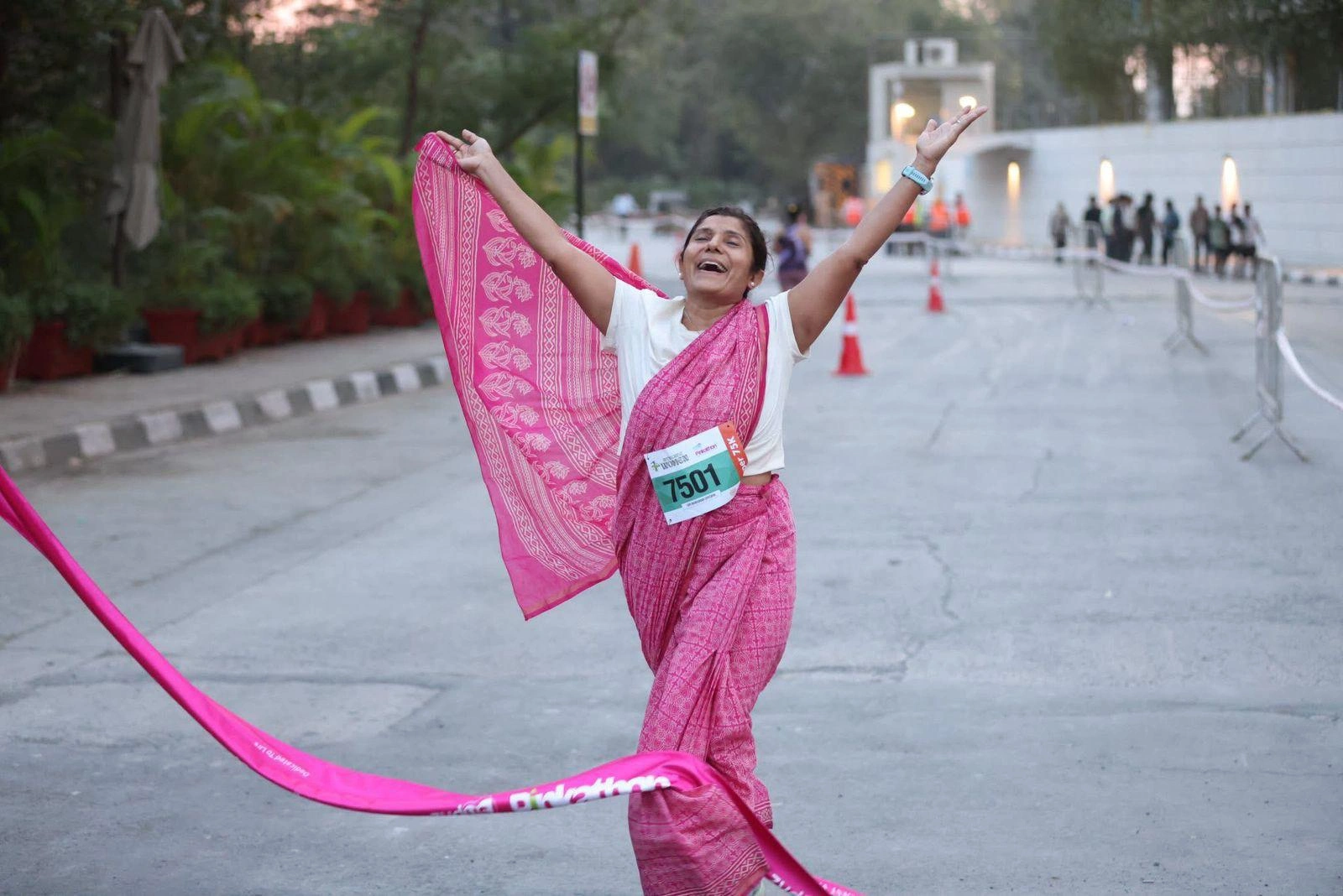 Dr Bhavana running in a saree